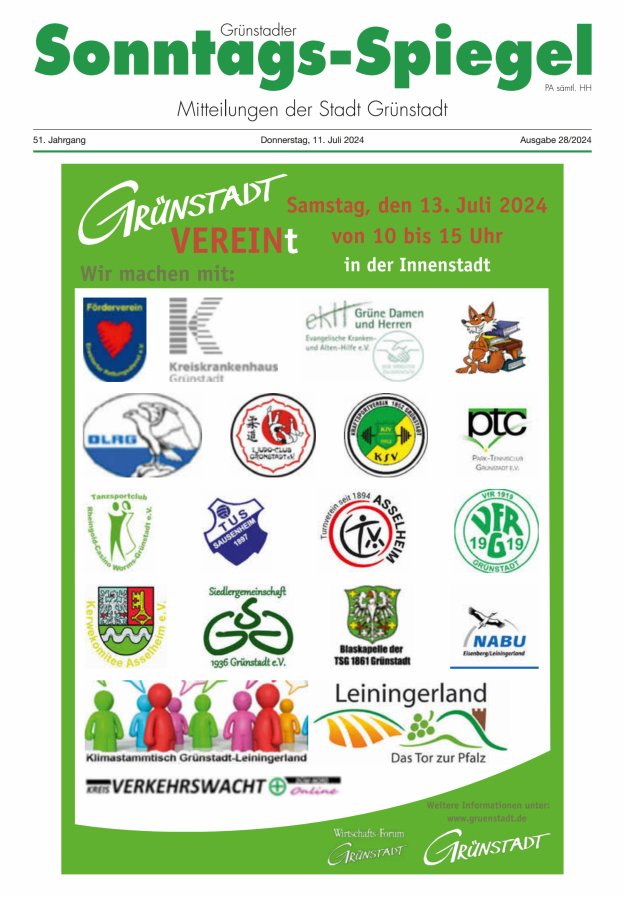 Grünstadter Sonntags-Spiegel Titelblatt 28/2024