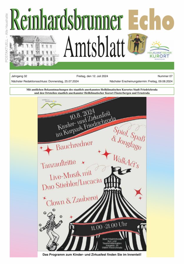 Reinhardsbrunner Echo Titelblatt 07/2024