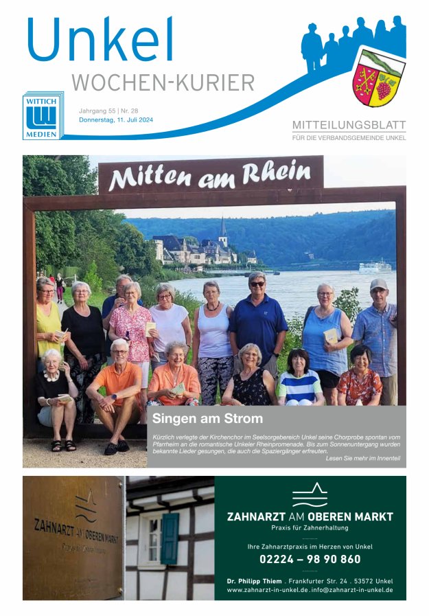 Wochen-Kurier Verbandsgemeinde Unkel Titelblatt 28/2024