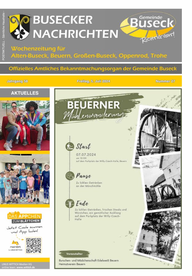 Busecker Nachrichten Titelblatt 27/2024