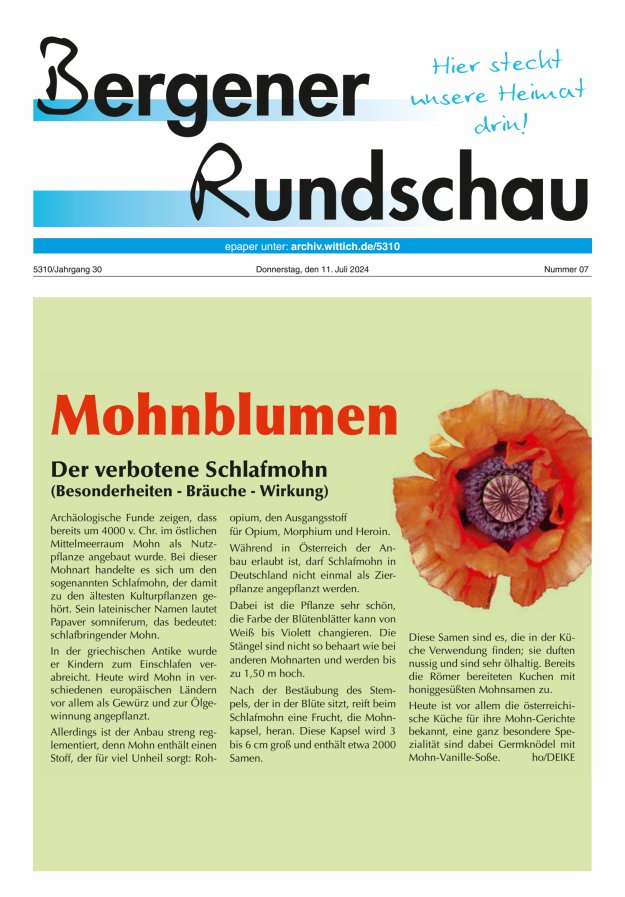 Bergener Rundschau Titelblatt 07/2024