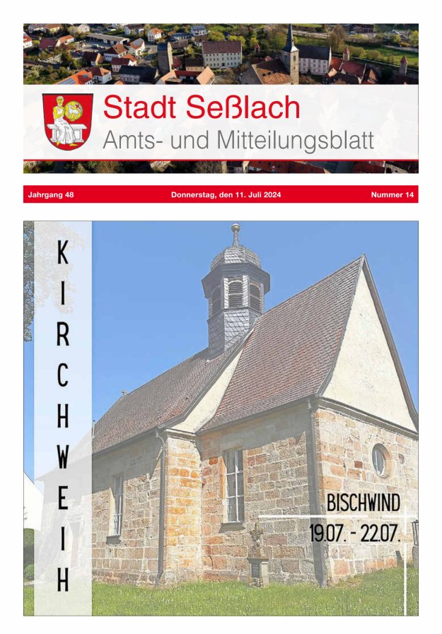Amts- und Mitteilungsblatt Stadt Seßlach Titelblatt 14/2024