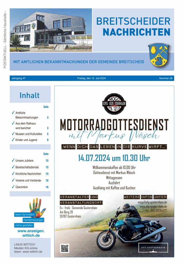 Breitscheider Nachrichten Titelblatt 28/2024