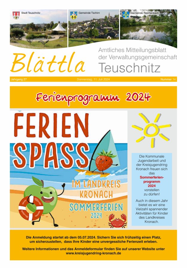 VG-Nachrichten Teuschnitz Titelblatt 14/2024