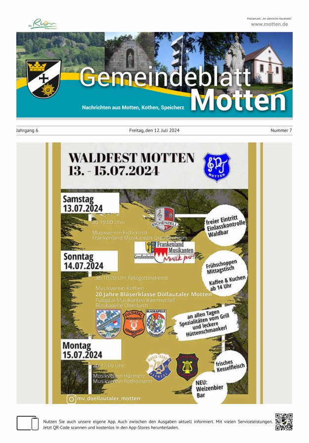 Gemeindeblatt Motten Nachrichten aus Motten Kothen Speicherz Titelblatt 07/2024
