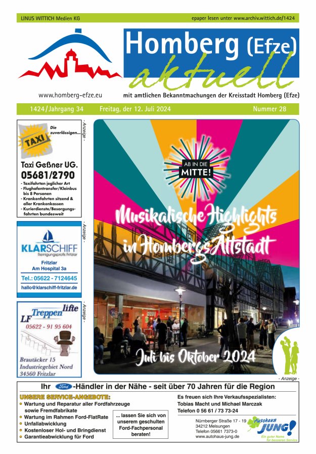 Homberg Efze aktuell Titelblatt 28/2024