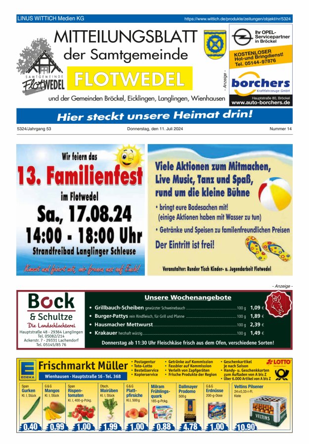 Mitteilungsblatt der Samtgemeinde Flotwedel Titelblatt 14/2024