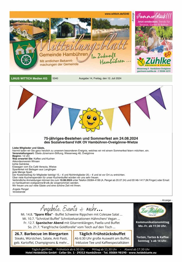 Mitteilungsblatt der Gemeinde Hambühren Titelblatt 14/2024