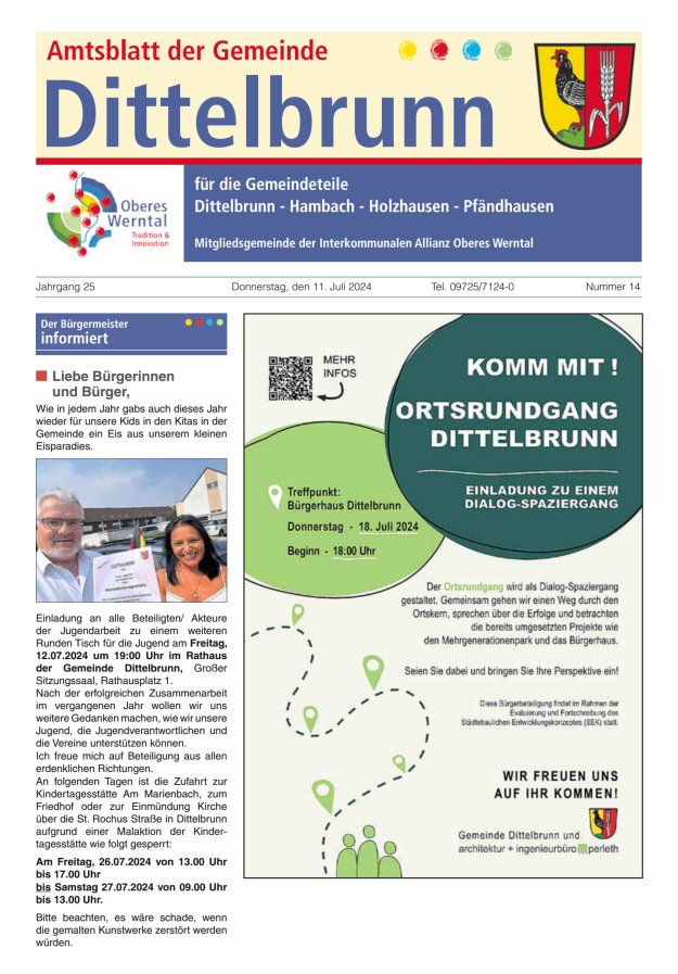 Amtsblatt der Gemeinde Dittelbrunn Titelblatt 14/2024