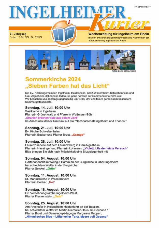 Ingelheimer Kurier Titelblatt 28/2024