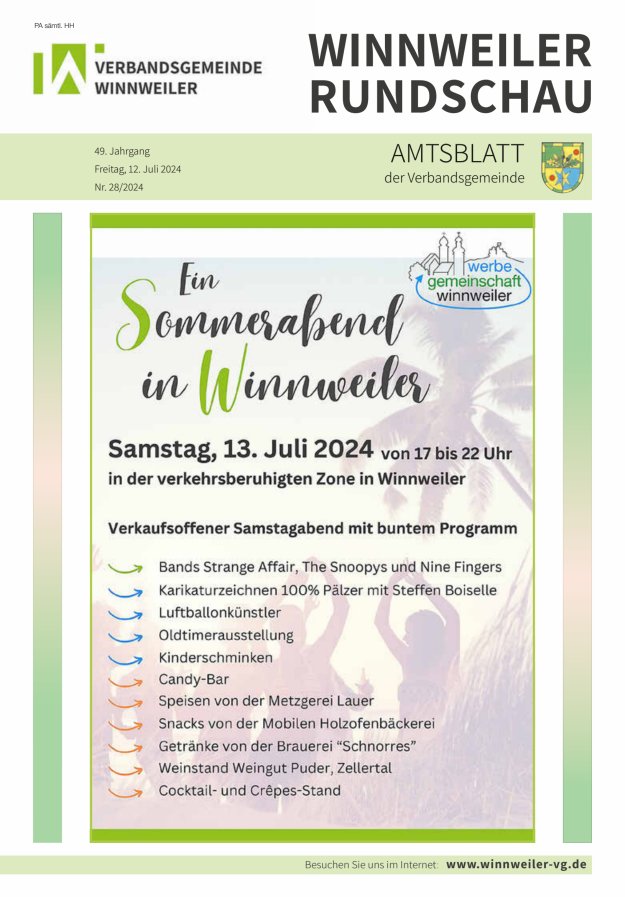 Winnweiler Rundschau Titelblatt 28/2024