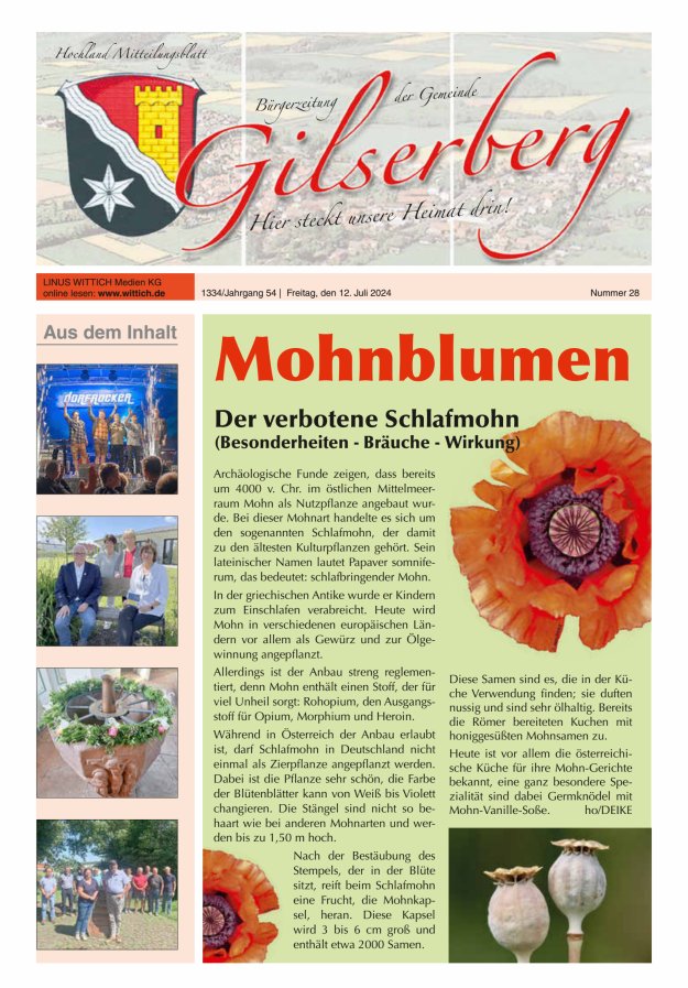 Hochland Mitteilungsblatt Gilserberg Titelblatt 28/2024