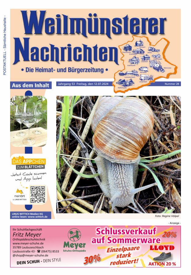 Weilmünsterer Nachrichten Titelblatt 28/2024