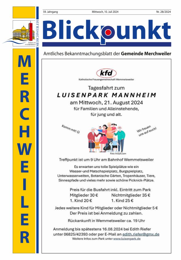 Blickpunkt Merchweiler Titelblatt 28/2024