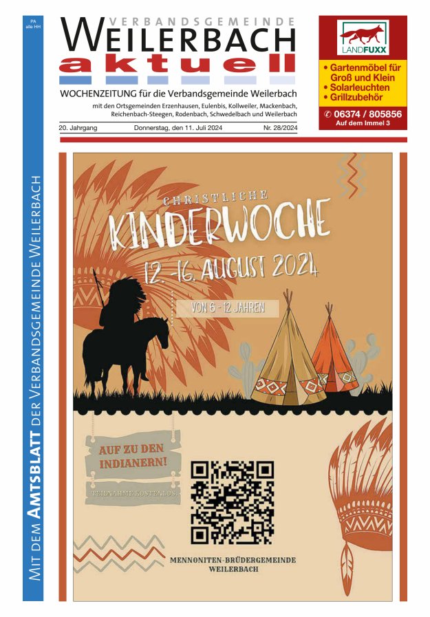 Verbandsgemeinde Weilerbach aktuell Titelblatt 28/2024