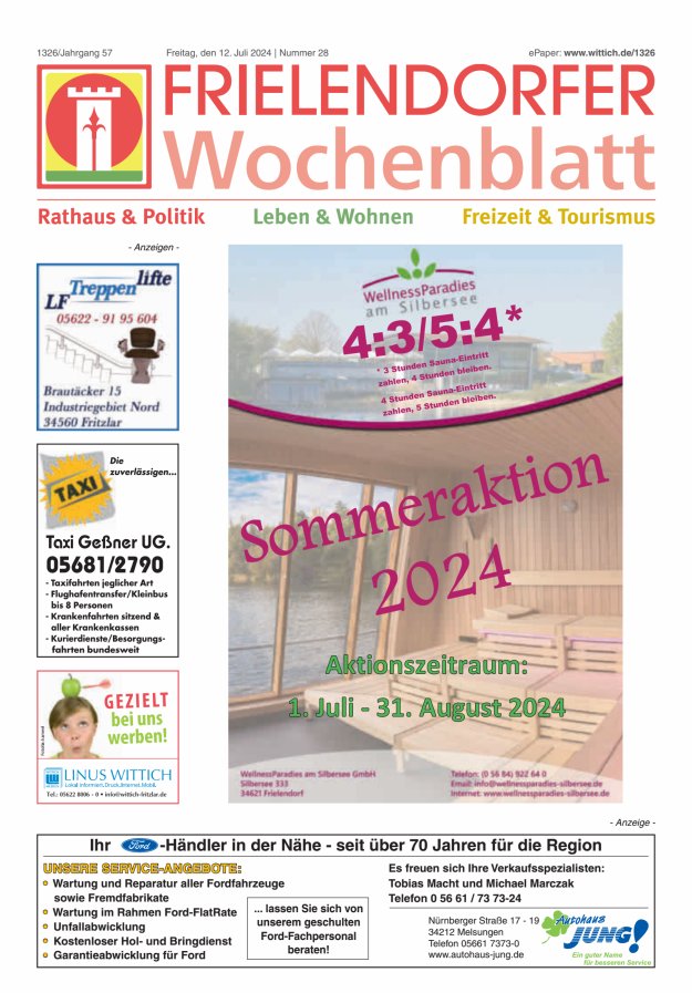 Frielendorfer Wochenblatt Titelblatt 28/2024