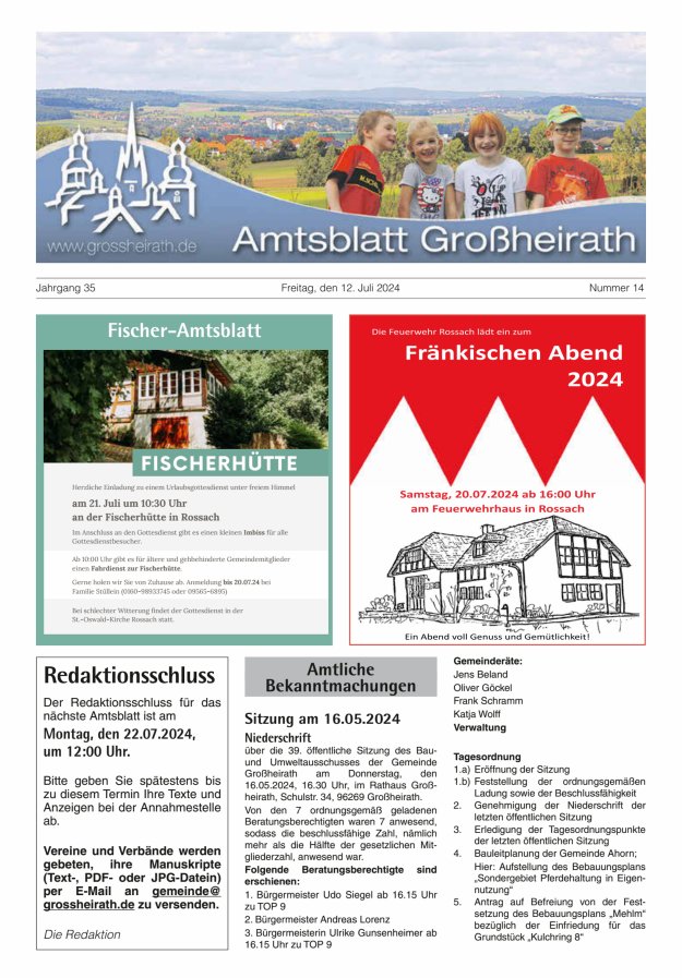 Amtsblatt Großheirath Titelblatt 14/2024