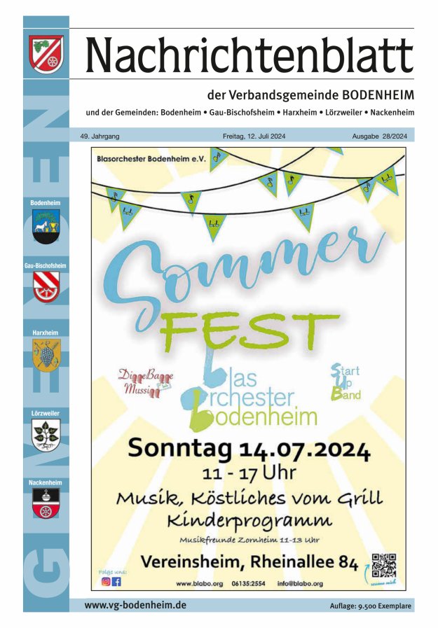 Nachrichtenblatt der VG Bodenheim              Titelblatt 28/2024