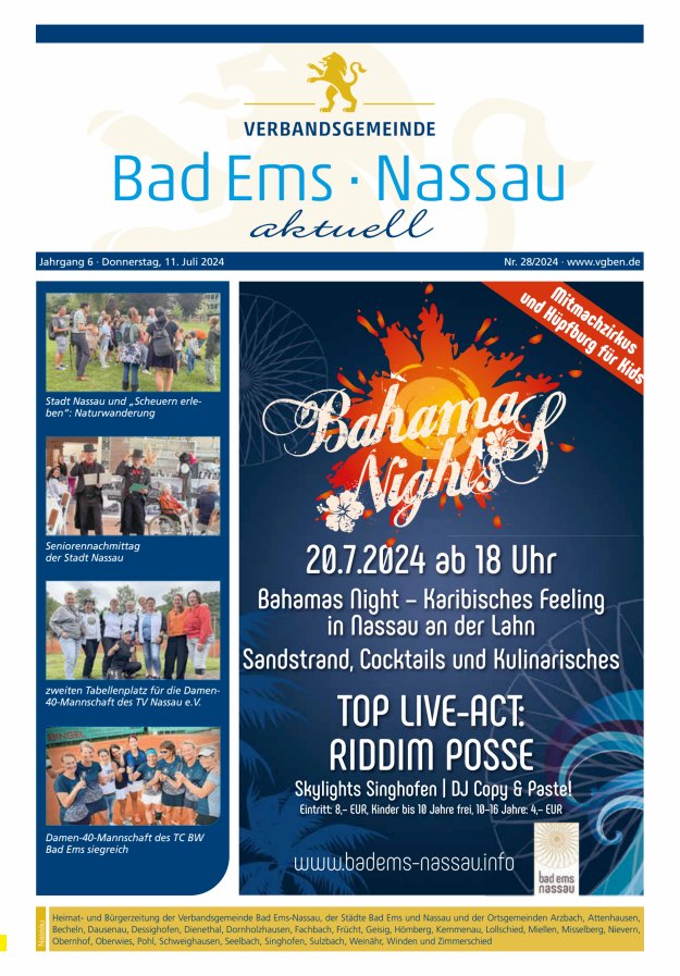 Bad Ems-Nassau aktuell Ausgabe Nassau Titelblatt 28/2024