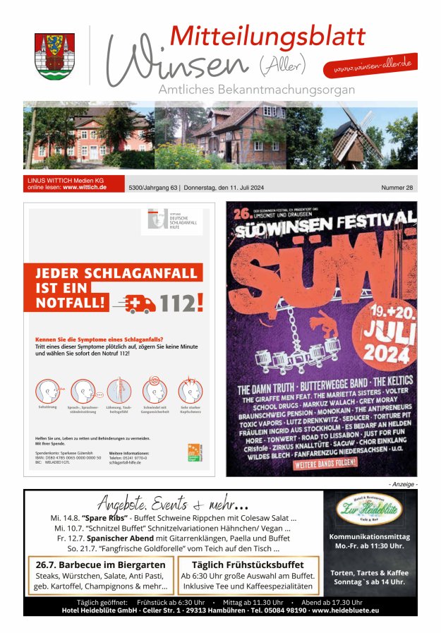 Mitteilungsblatt der Gemeinde Winsen Titelblatt 28/2024