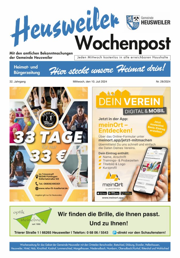 Heusweiler Wochenpost Titelblatt 28/2024