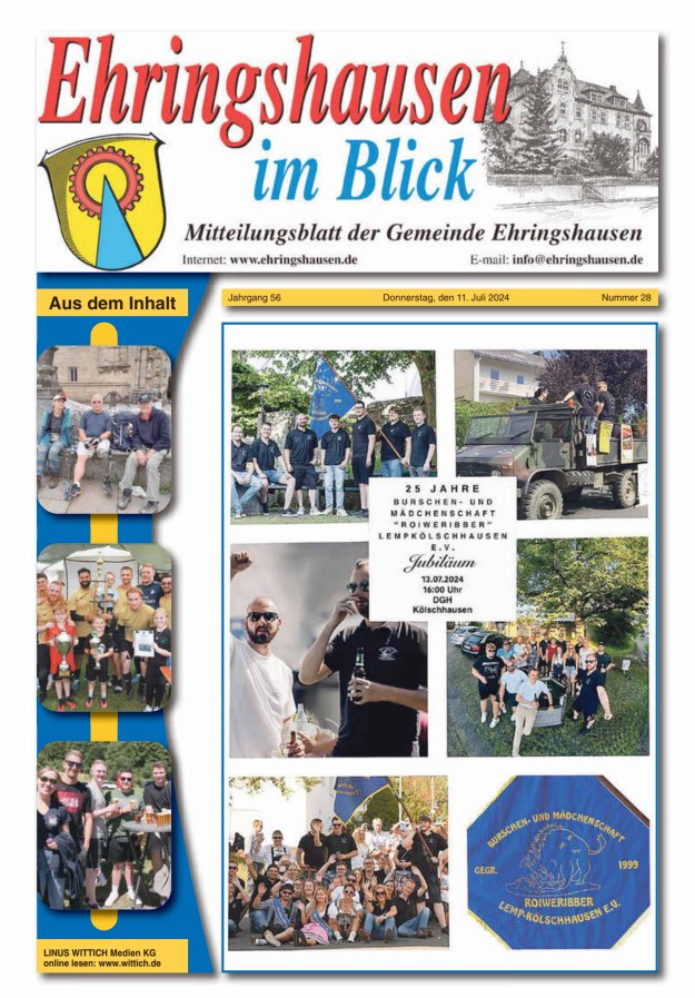 Mitteilungsblatt der Gemeinde Ehringshausen Titelblatt 28/2024