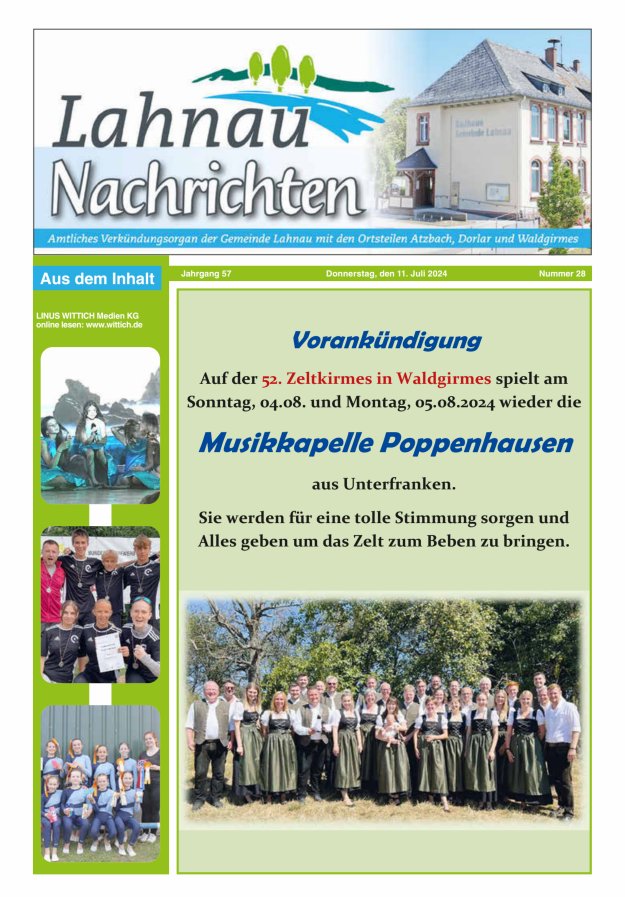 Lahnau Nachrichten Titelblatt 28/2024