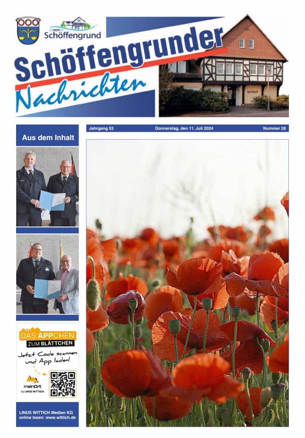 Schöffengrunder Nachrichten Titelblatt 28/2024