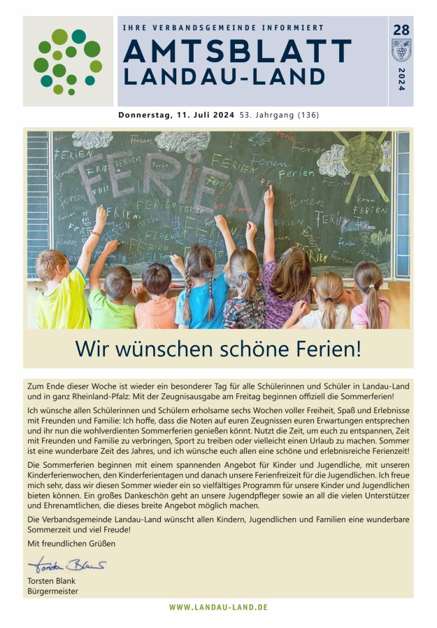 Amtsblatt VG Landau-Land Titelblatt 28/2024