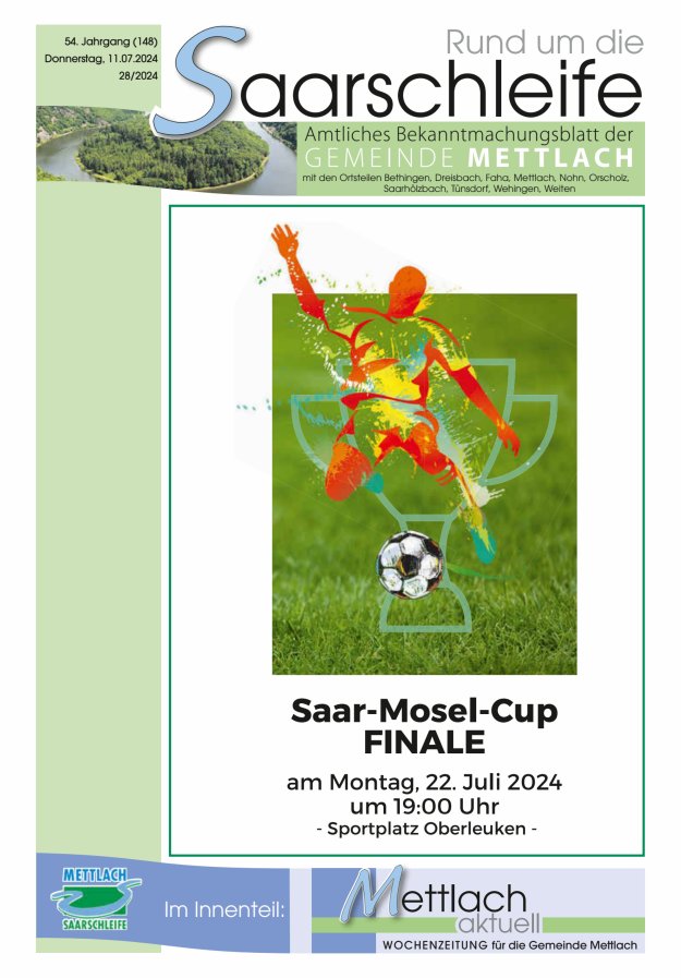 Rund um die Saarschleife Gemeinde Mettlach Titelblatt 28/2024