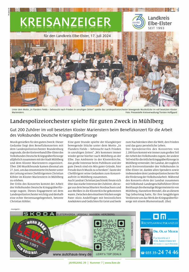 Kreisanzeiger für den Landkreis Elbe-Elster Titelblatt 07/2024