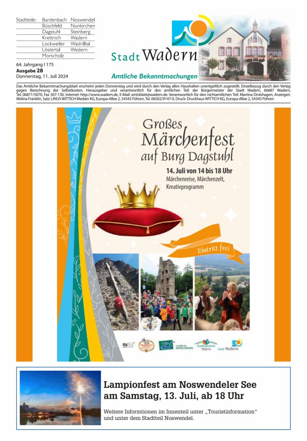 Stadt Wadern Titelblatt 28/2024