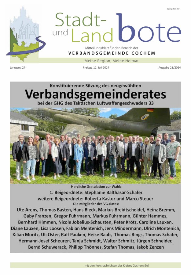Stadt- und Landbote VG Cochem Titelblatt 28/2024