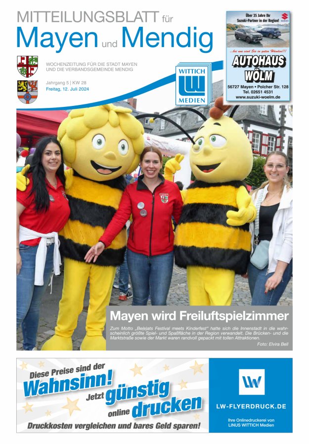 Mitteilungsblatt für Mayen und Mendig Titelblatt 28/2024