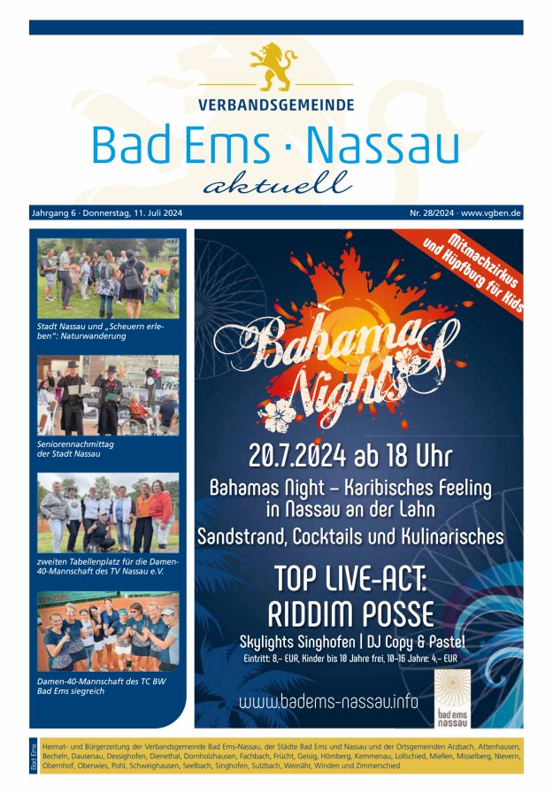 Bad Ems-Nassau aktuell Ausgabe Bad Ems Titelblatt 28/2024