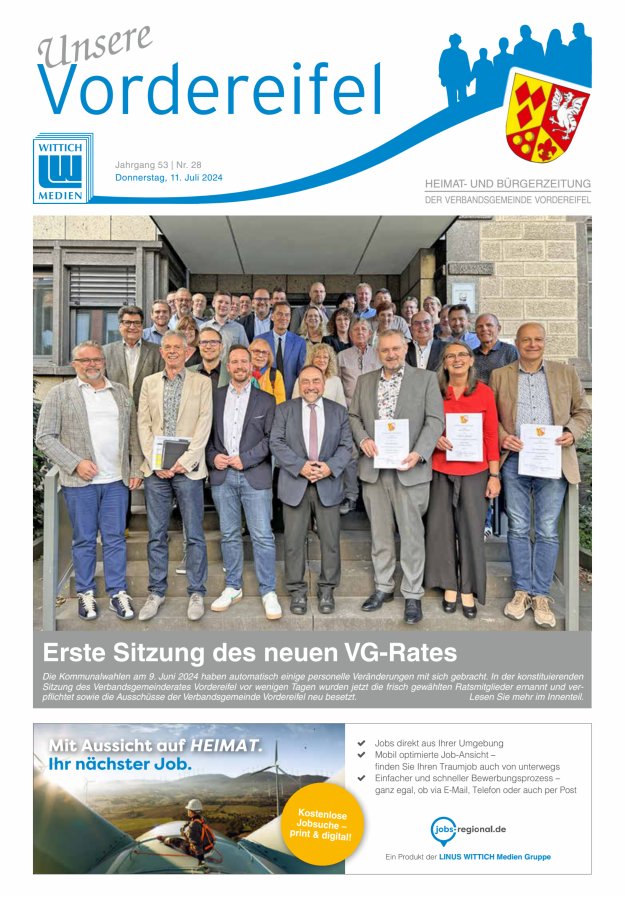 Mitteilungsblatt Vordereifel - Heimat- u Bürgerzeitung der VG Vordereifel Titelblatt 28/2024