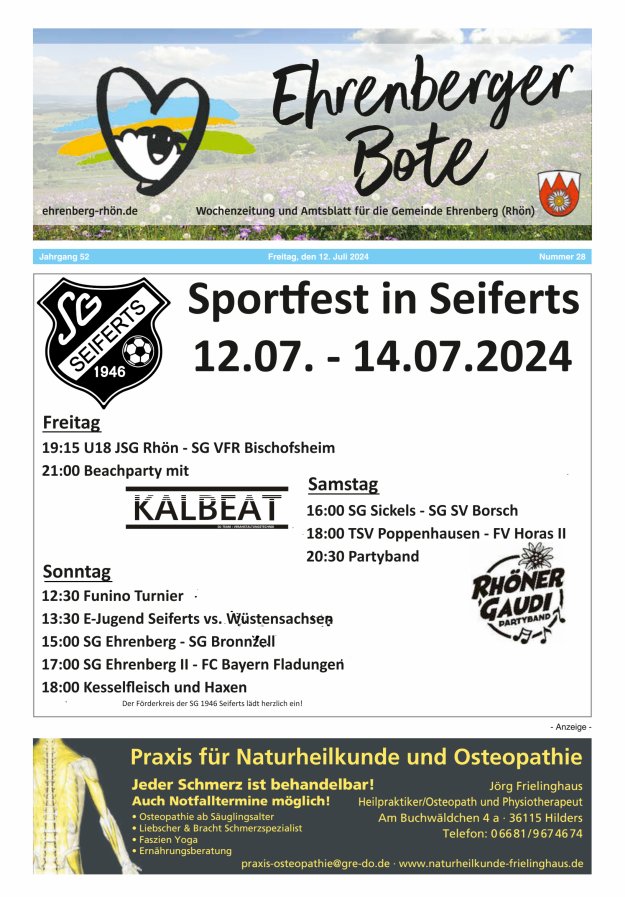 Ehrenberger Bote Titelblatt 28/2024