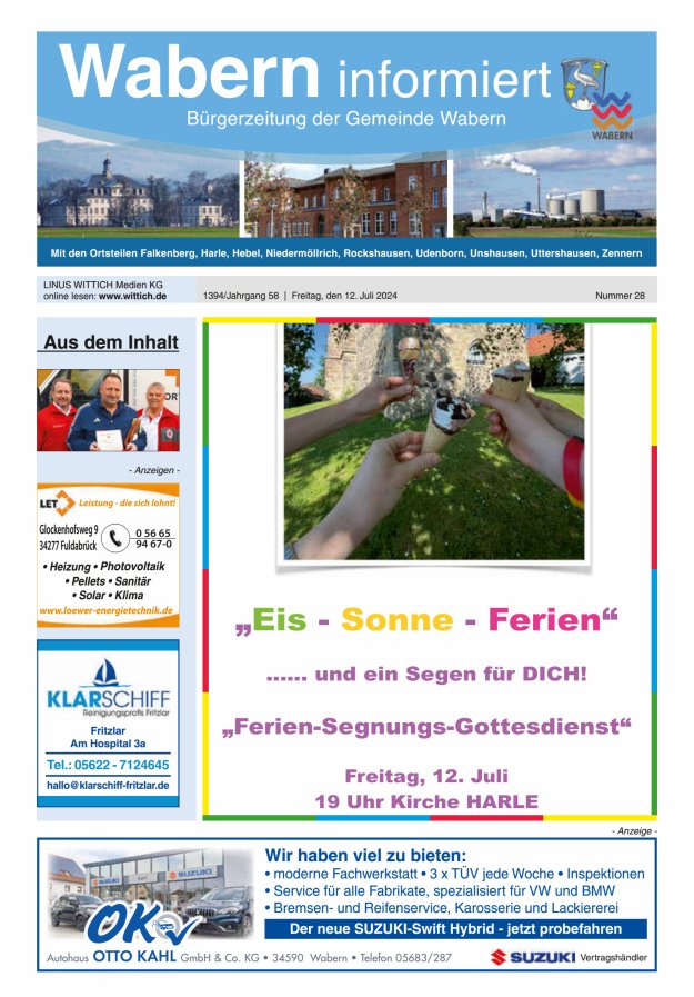 Wabern informiert Titelblatt 28/2024