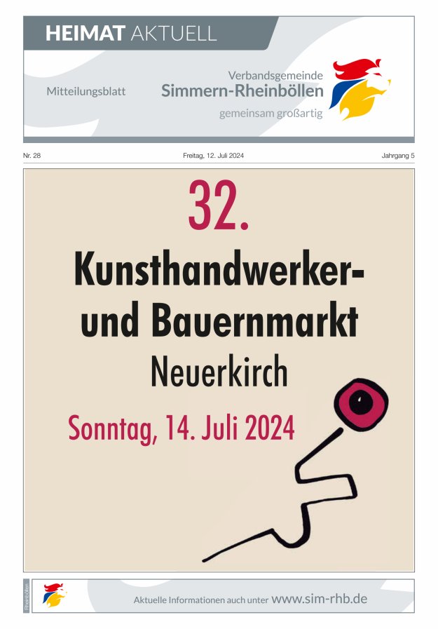 Heimat Aktuell Mitteilungsblatt der VG Simmern-Rheinböllen-Ausg Rheinböllen Titelblatt 28/2024