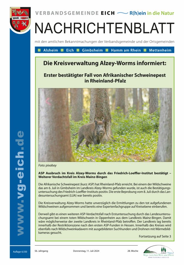 Nachrichtenblatt der VG Eich Titelblatt 28/2024