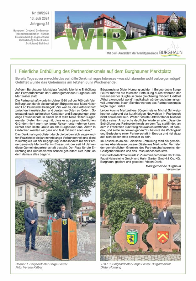 WIR - mit Amtsblatt der Marktgemeinde Burghaun Titelblatt 28/2024