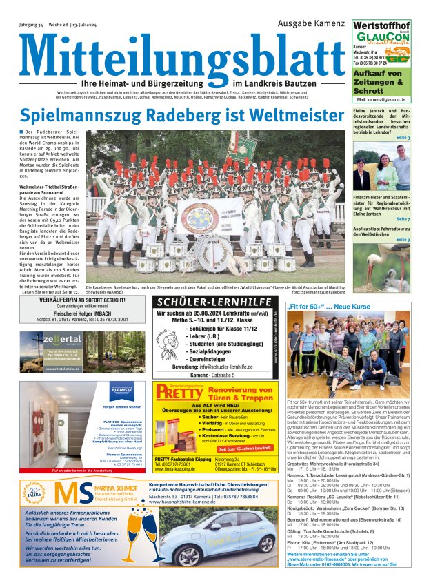 Mitteilungsblatt LK Bautzen Ausgabe Kamenz Titelblatt 27/2024