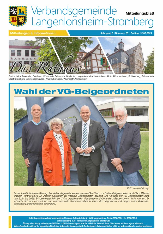Das Rathaus - MTB d VG Langenlonsheim-Stromberg Titelblatt 28/2024