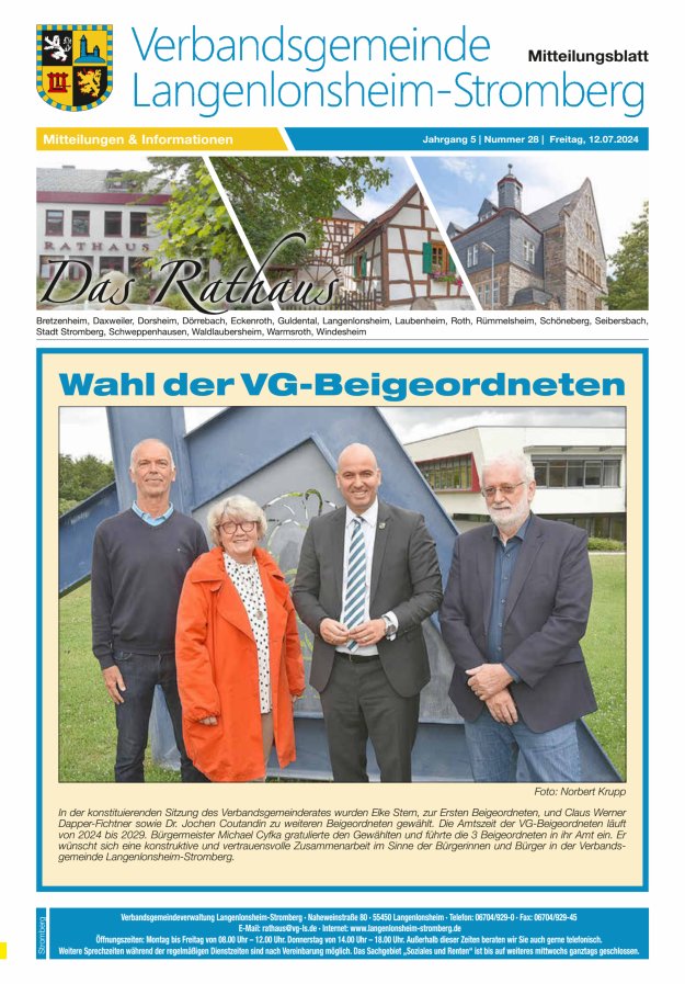 Das Rathaus - MTB d VG Langenlonsheim-Stromberg  Titelblatt 28/2024