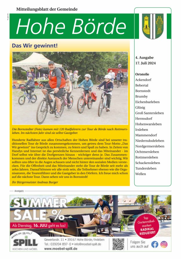 Amts- und Mitteilungsblatt der Gemeinde Hohe Börde Titelblatt 04/2024