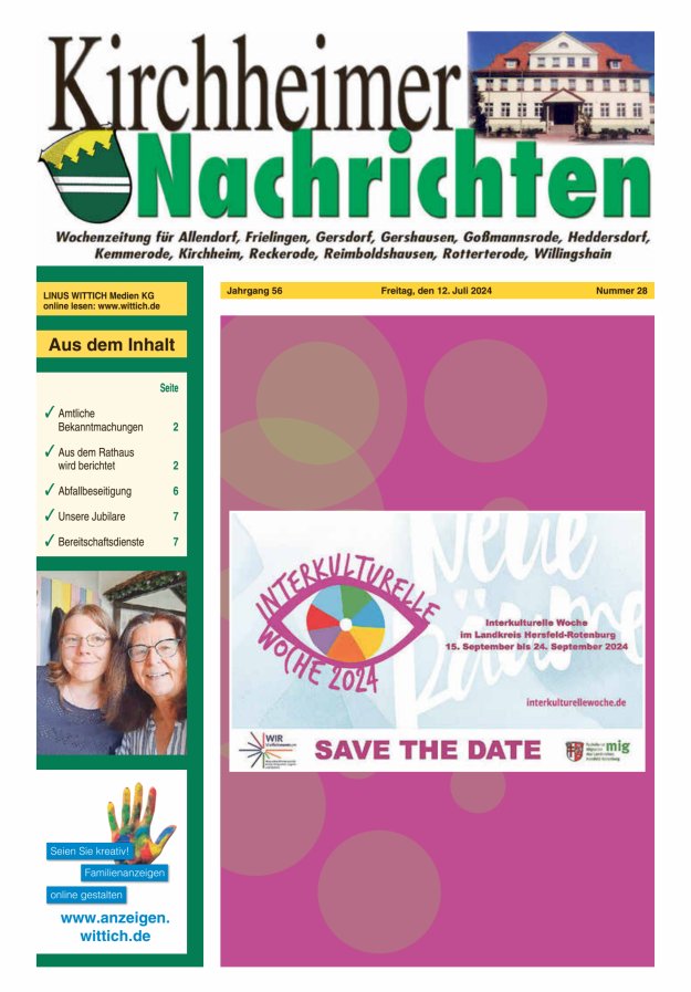 Kirchheimer Nachrichten Titelblatt 28/2024