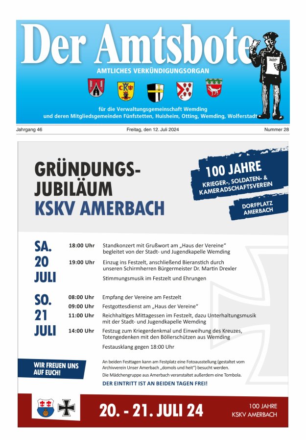 Der Amtsbote - Wemding Verwaltungsgemeinschaft Titelblatt 28/2024