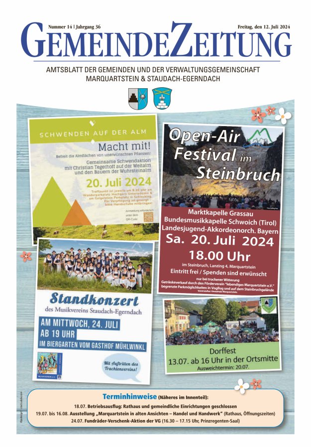 Marquartsteiner und Staudach-Egerndacher Nachrichten Titelblatt 14/2024