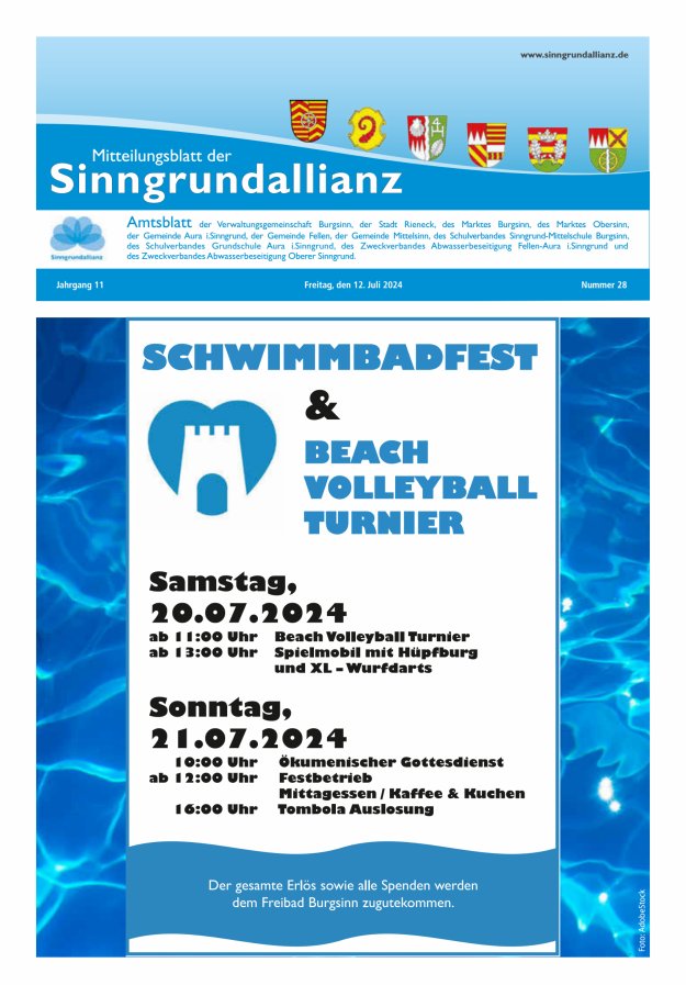 Mitteilungsblatt der Sinngrundallianz Titelblatt 28/2024