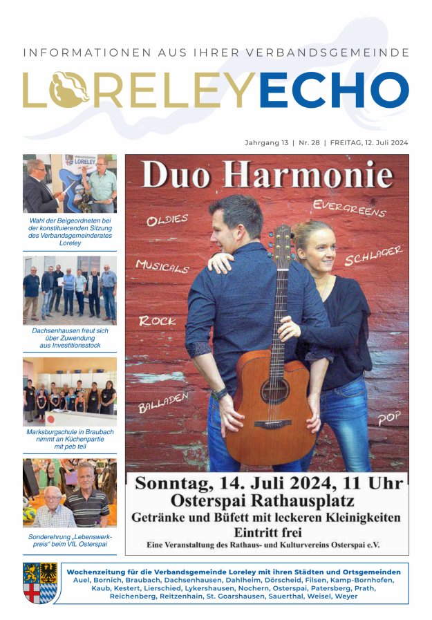 Loreley-Echo - Mitteilungsblatt der Verbandsgemeinde Loreley Titelblatt 28/2024
